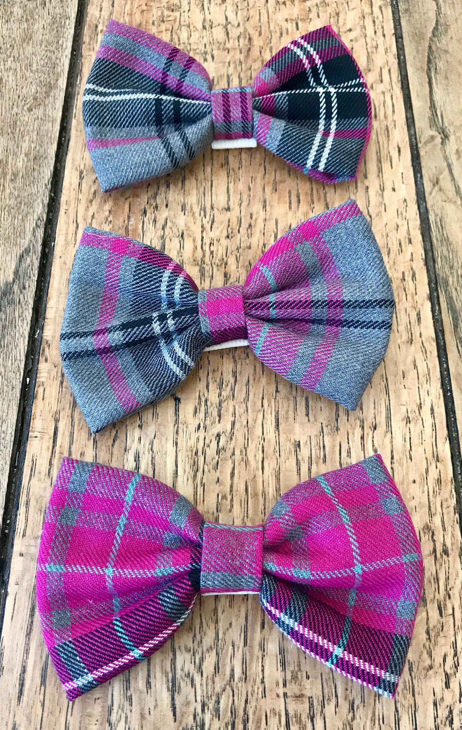 Handmade Dog Bow Ties in Albies Signature Pink and Grey Tartan Etsy UK