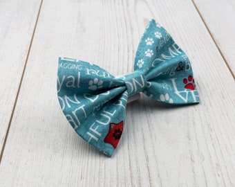 Handmade Teal Blue dog bow tie