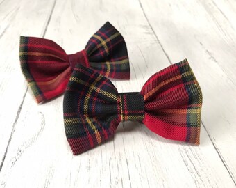 Handmade Dog Bow Tie in Albies Signature Red, Gold and Royal Blue Tartan