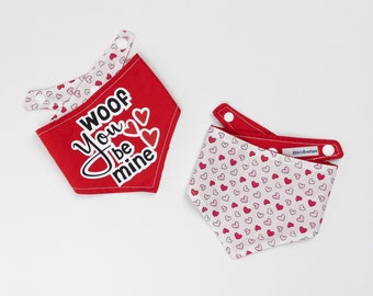 Woof you be mine reversible Valentine Dog Bandana