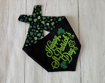 Happy St Patrick’s Day and lucky shamrock double sided dog Bandana