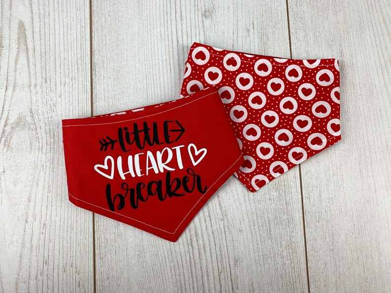 Double sided Little Heart Breaker Valentines Dog Bandana image 5