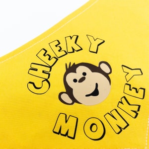 Cheeky Monkey reversible dog bandana in bright yellow and banana print fabric image 5