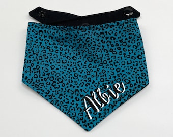 Teal Blue Animal Print Dog Bandana