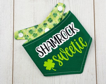 Shamrock Sweetie reversible dog Bandana, St Patrick’s day dog bandana, Irish dog