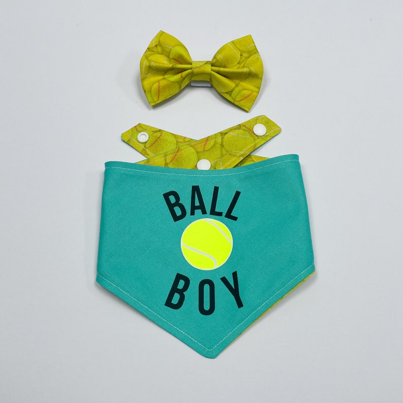 Vibrant yellow ball Dog Bow Tie / tennis / ball fan / ball boy / ball girl image 9