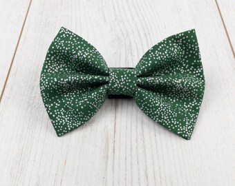Metallic Green and Silver Dog Bow Tie