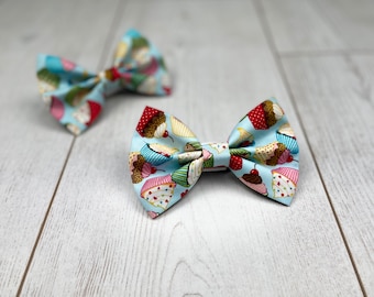 Blue Pup Cakes Birthday Dog Bow Tie