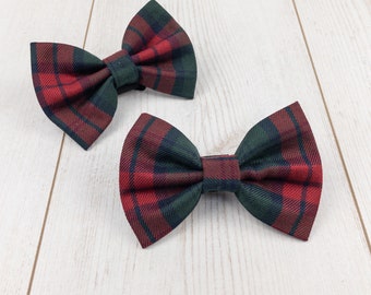 Dog Bow Tie in red and green Tartan