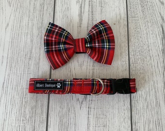 Gorgeous Red Stewart tartan Dog Collar.