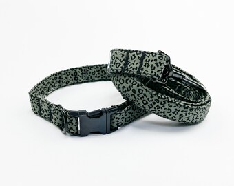 Khaki Leopard Print Dog Collar