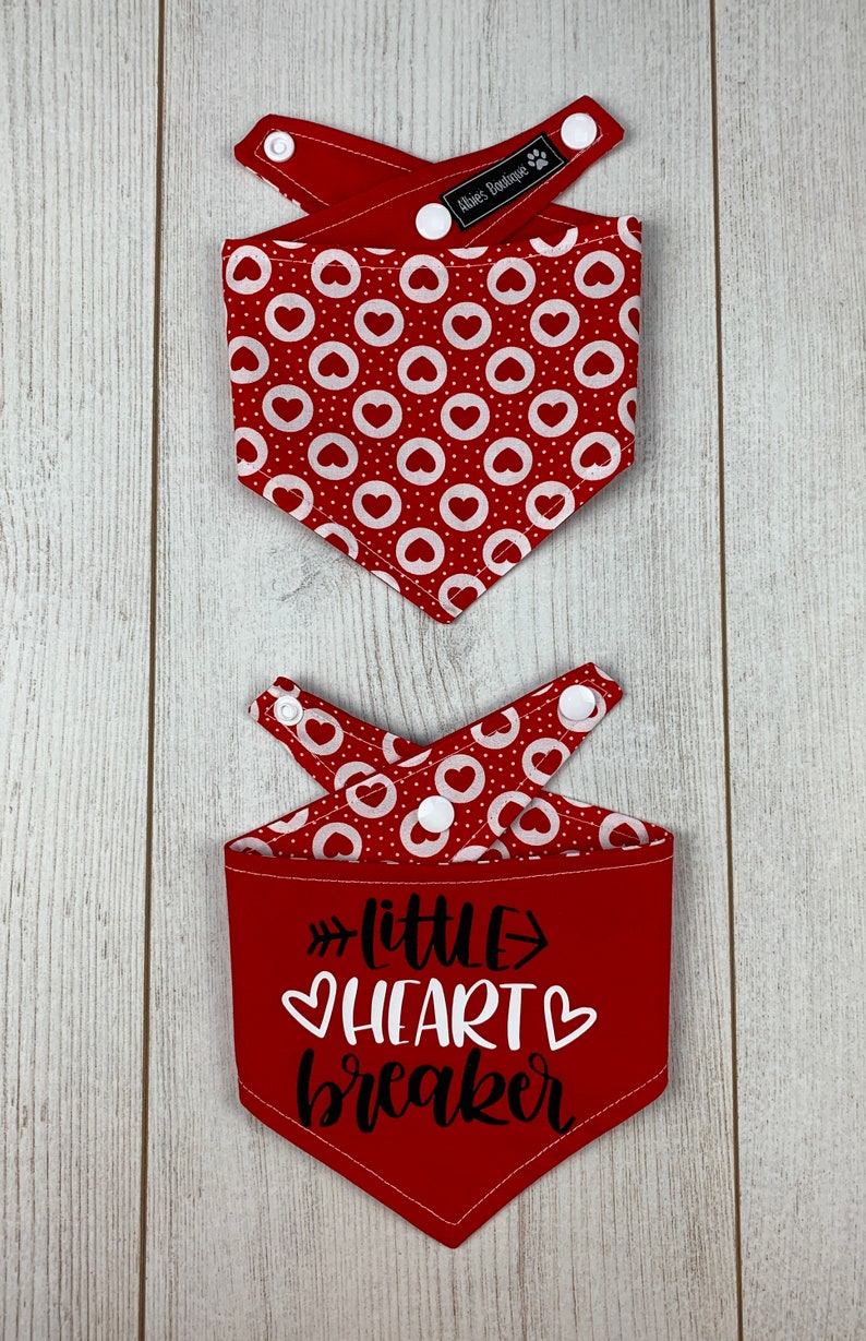 Double sided Little Heart Breaker Valentines Dog Bandana image 9