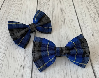 Blue, Grey and Yellow Tartan Dog Bow Tie