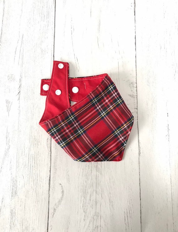 Red Tartan Dog Bandana With a Popper Fastening Etsy Canada