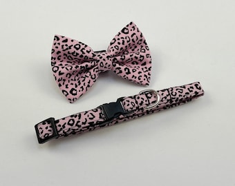 Pink Handmade Leopard Print Cat Collar