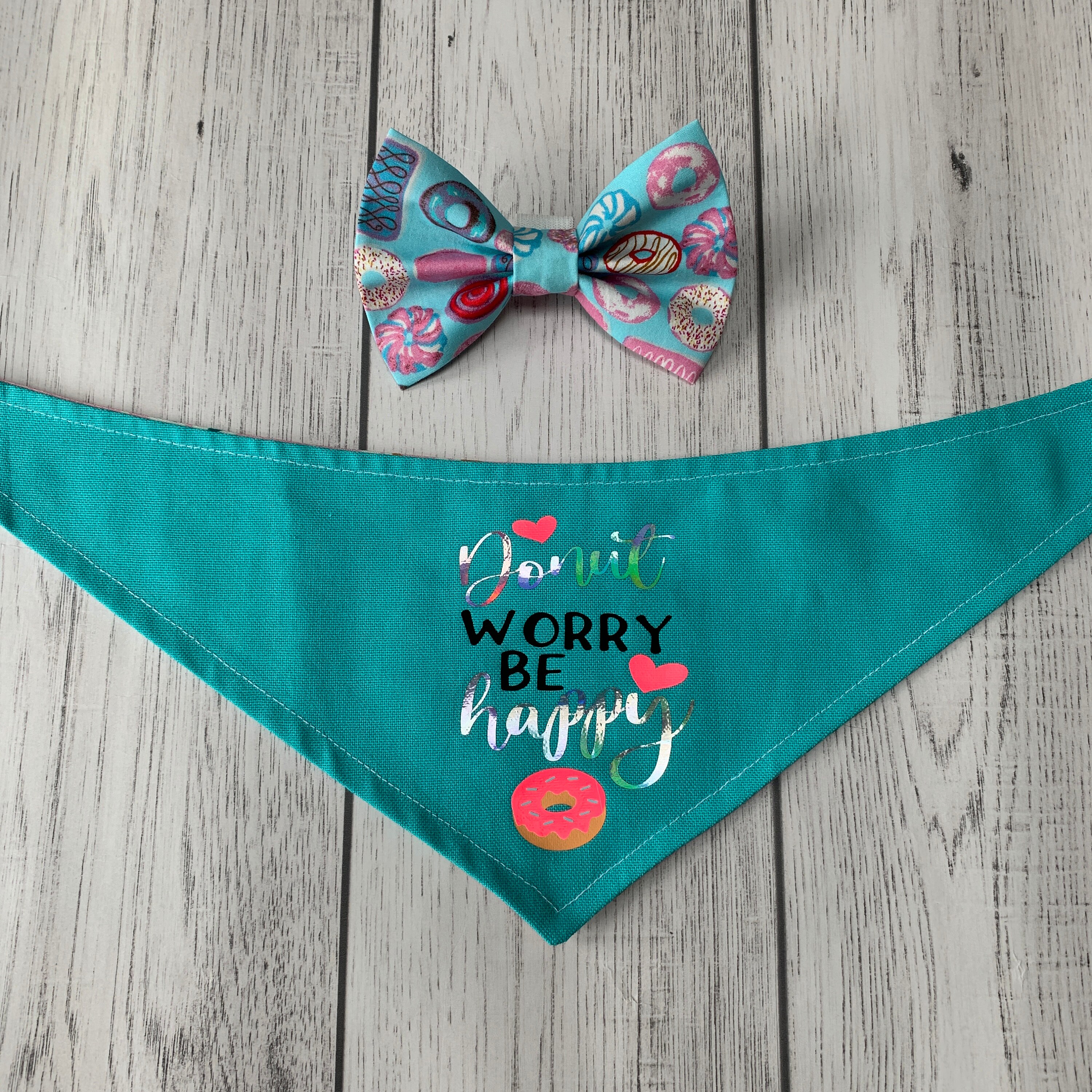Reversible dog bandana / summer dog bandana / Turquoise and Etsy