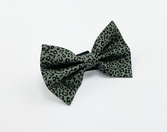 Khaki Leopard Print Dog Bow Tie