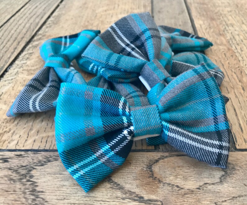 Handmade Dog Bow Ties in Albies Signature Teal and Grey Tartan Etsy UK