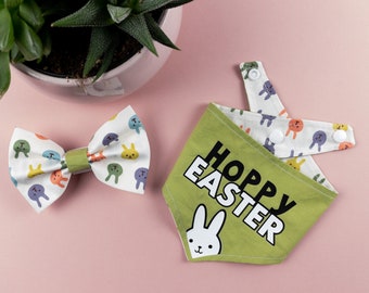 Reversible Easter Dog Bandana with a Hoppy Easter Vinyl print