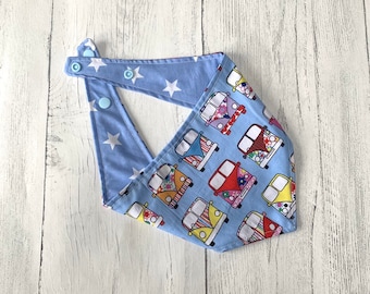 Light Blue Camper Vans double Sided Dog Bandana.