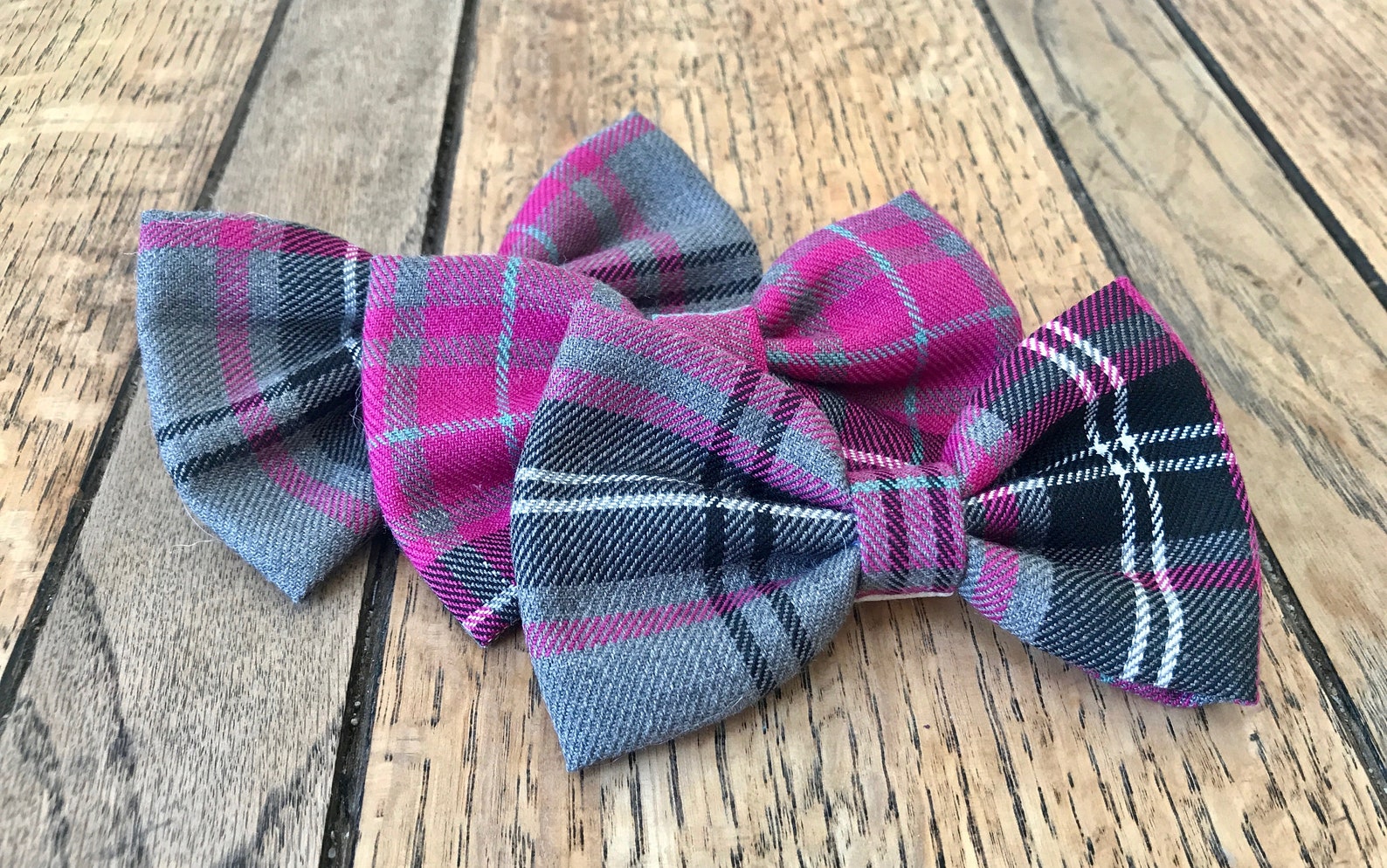 Handmade Dog Bow Ties in Albies Signature Pink and Grey Tartan Etsy UK