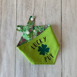 Lucky Pup four leaf clover vinyl print reversible dog Bandana.