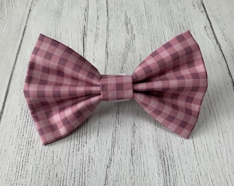 Purple and lilac check Dog Bow Tie