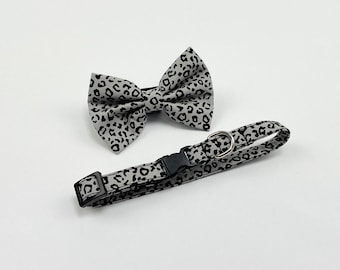 Silver Grey Handmade Leopard Print Cat Collar