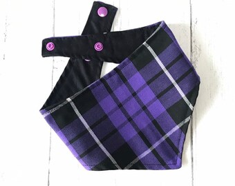 Dog Bandana in Purple and Black Tartan