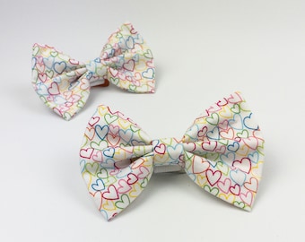 Love is Love Rainbow Hearts Valentine Dog Bow Tie