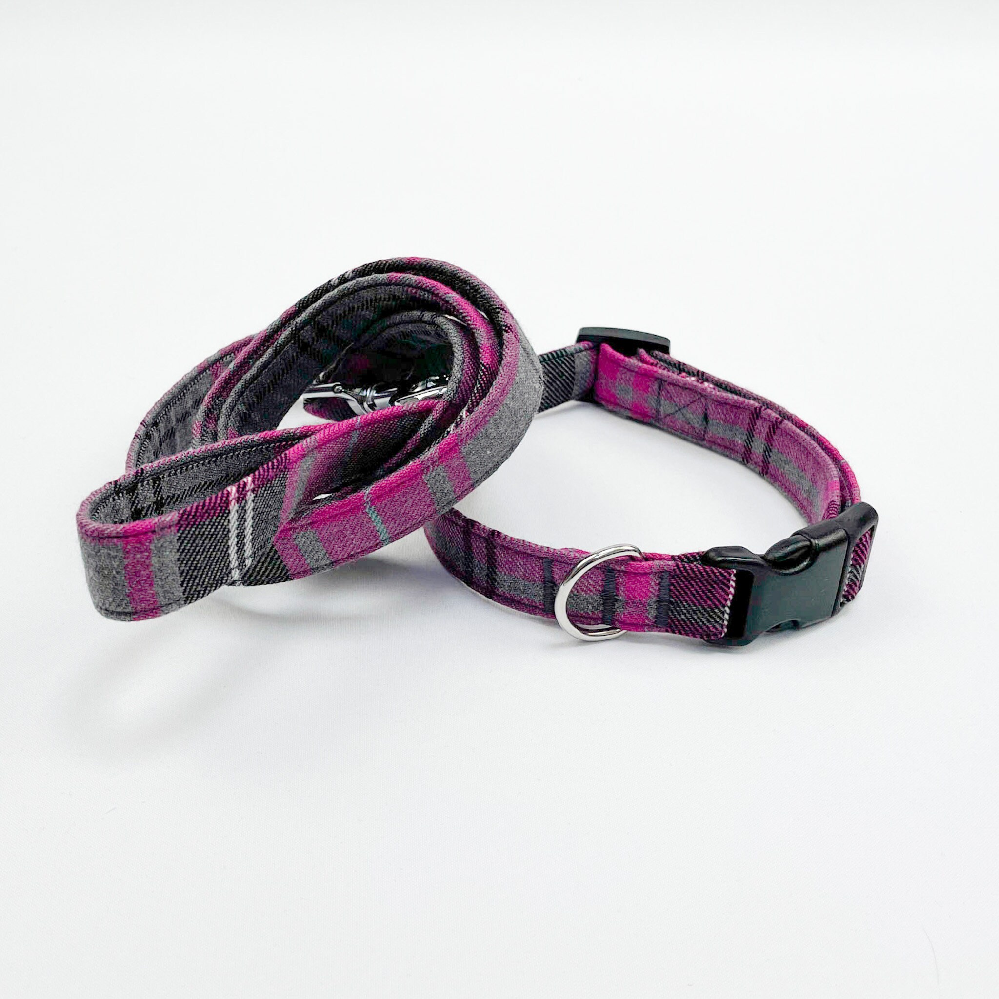 Pink plaid dog collar discount