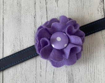 Purple Dog Collar Flower in a wool felt fabric