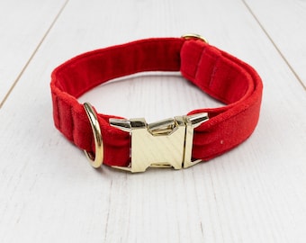 Collier de luxe pour chien en velours rouge