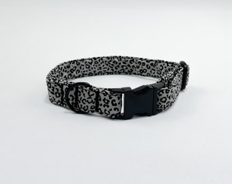 Silver Leopard Print Dog Collar