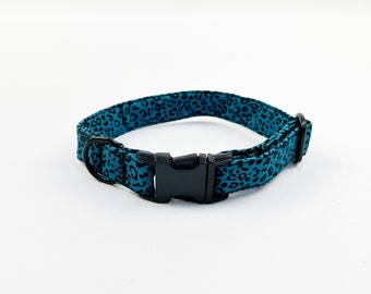 Teal Leopard Print Dog Collar