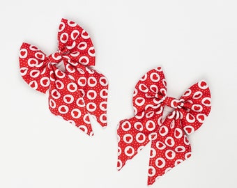 Valentines Sailor Bow in Red love hearts fabric