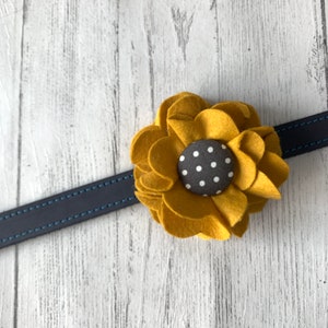 Mustard Dog Collar Flower in a wool felt fabric