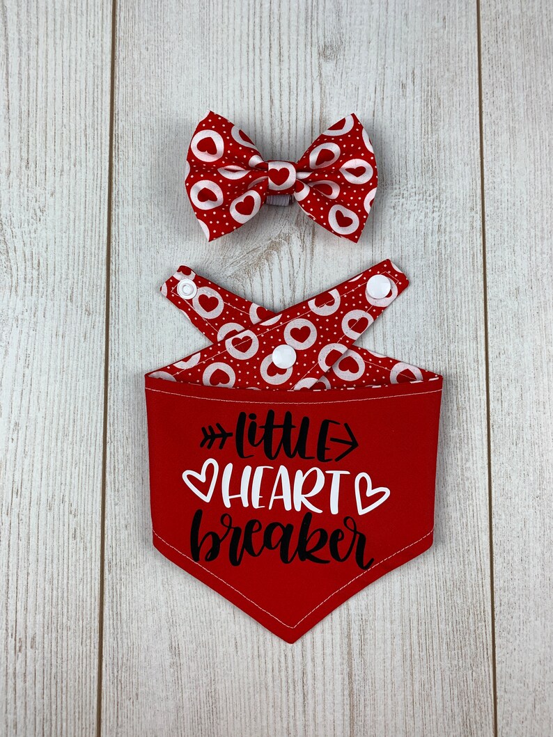 Double sided Little Heart Breaker Valentines Dog Bandana image 6