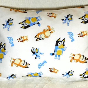 Bluey and Bingo Travel Pillowcase - 12"W X 16"L - Child Pillowcase - Envelope Pillowcase - Fun Gift! SMALL Pillowcase