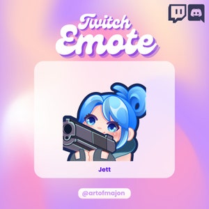 Valorant Jett Emotes for Twitch Streamers, Discord, Youtube - Chibi art/Cute/Kawaii