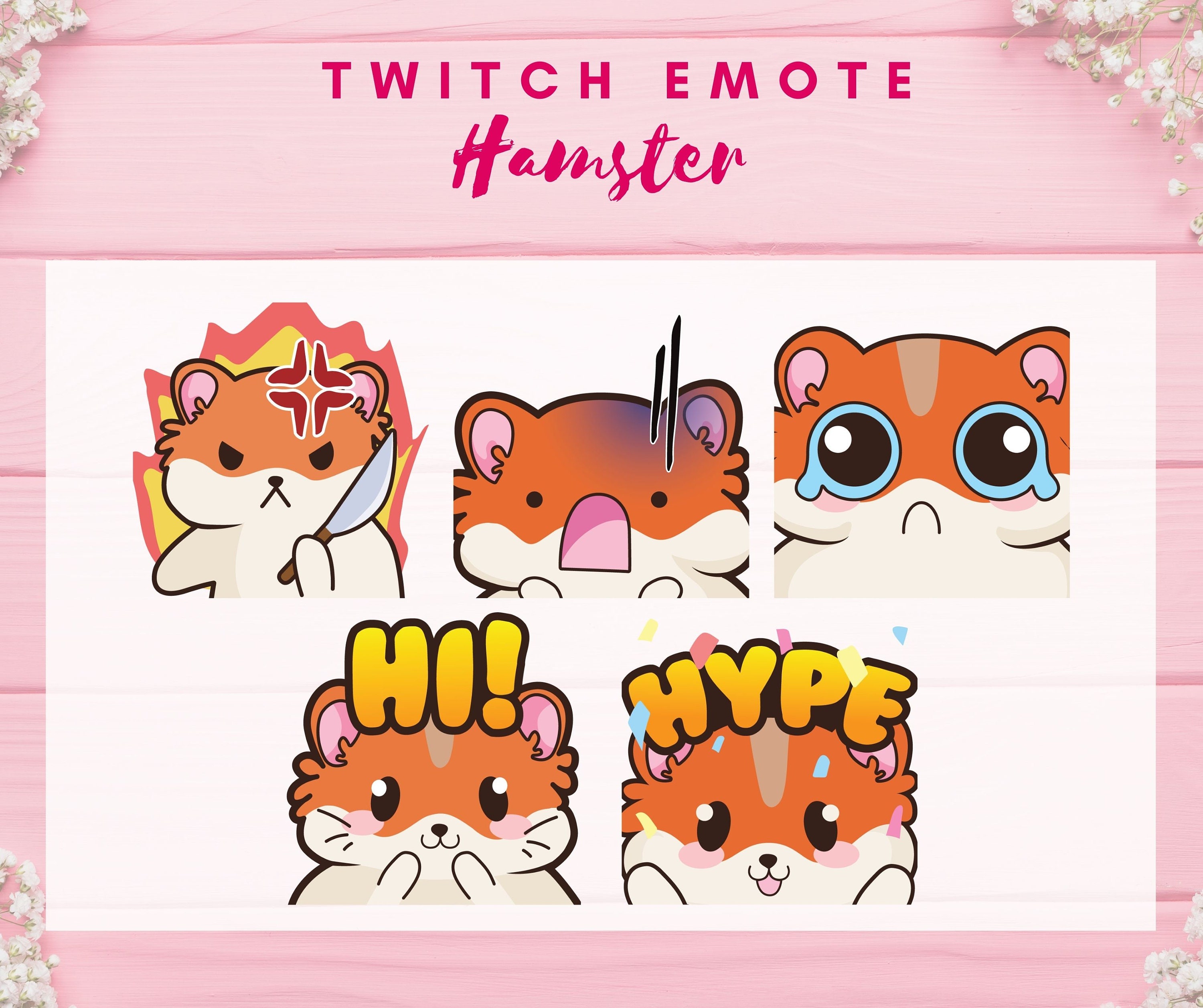 Cute Hamster Twitch Or Discord Emotes Etsy