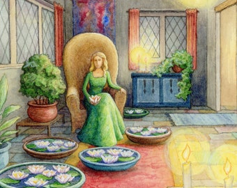 Goldberry Watercolor Print, In the House of Tom Bombadil, Fellowship of the Ring, Lord of the Rings painting