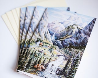 Rivendell 3.5x5 Inch Cards, Middle-earth Stationery, The Lord of the Rings, Tolkien Inspired Nerdy Notecards