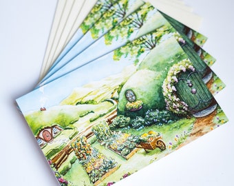 Hobbit's Garden 3.5x5 Inch Cards, Middle-earth Stationery, The Shire, Lord of the Rings, Tolkien Inspired Nerdy Notecards