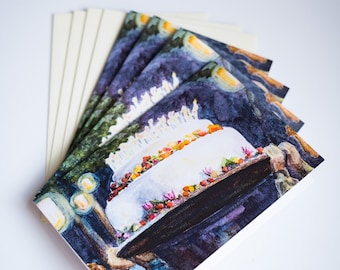 Hobbit Birthday 3.5x5 Inch Cards, Bilbo's Birthday Cake, Middle-earth Stationery, Tolkien Inspired Nerdy Notecards