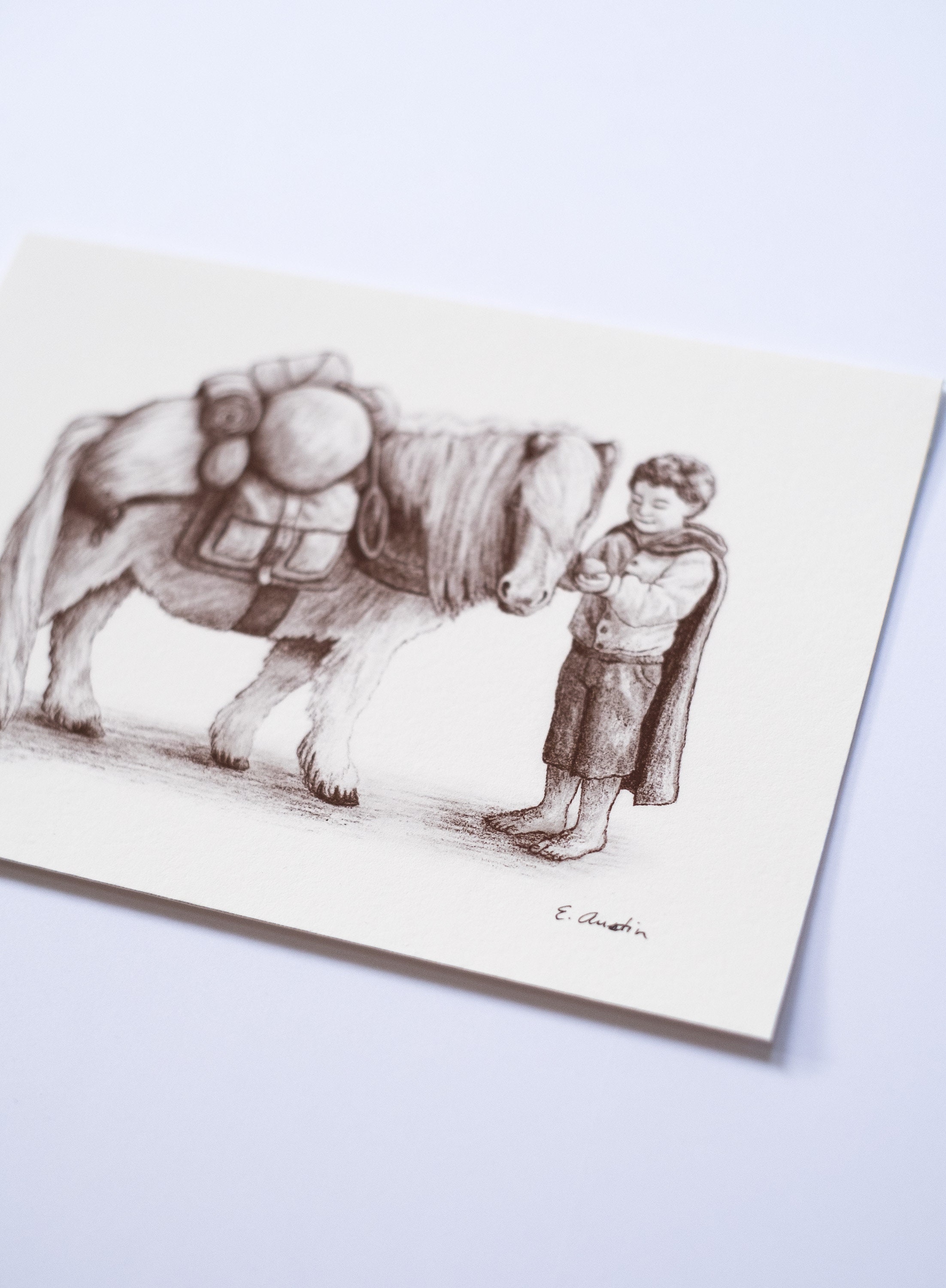 Samwise and Bill the Pony Charcoal Drawing Art Print Lord of | Etsy