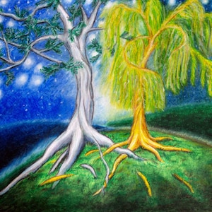 The Silmarillion Art Print, J.R.R. Tolkien Artwork, The Two Trees, Laurelin and Telperion, Valinor