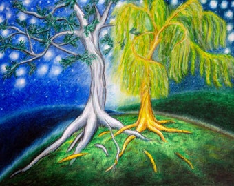 The Silmarillion Art Print, J.R.R. Tolkien Artwork, The Two Trees, Laurelin and Telperion, Valinor