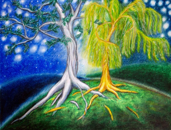 De Silmarillion Art Print J.R.R. Tolkien kunstwerk De twee bomen