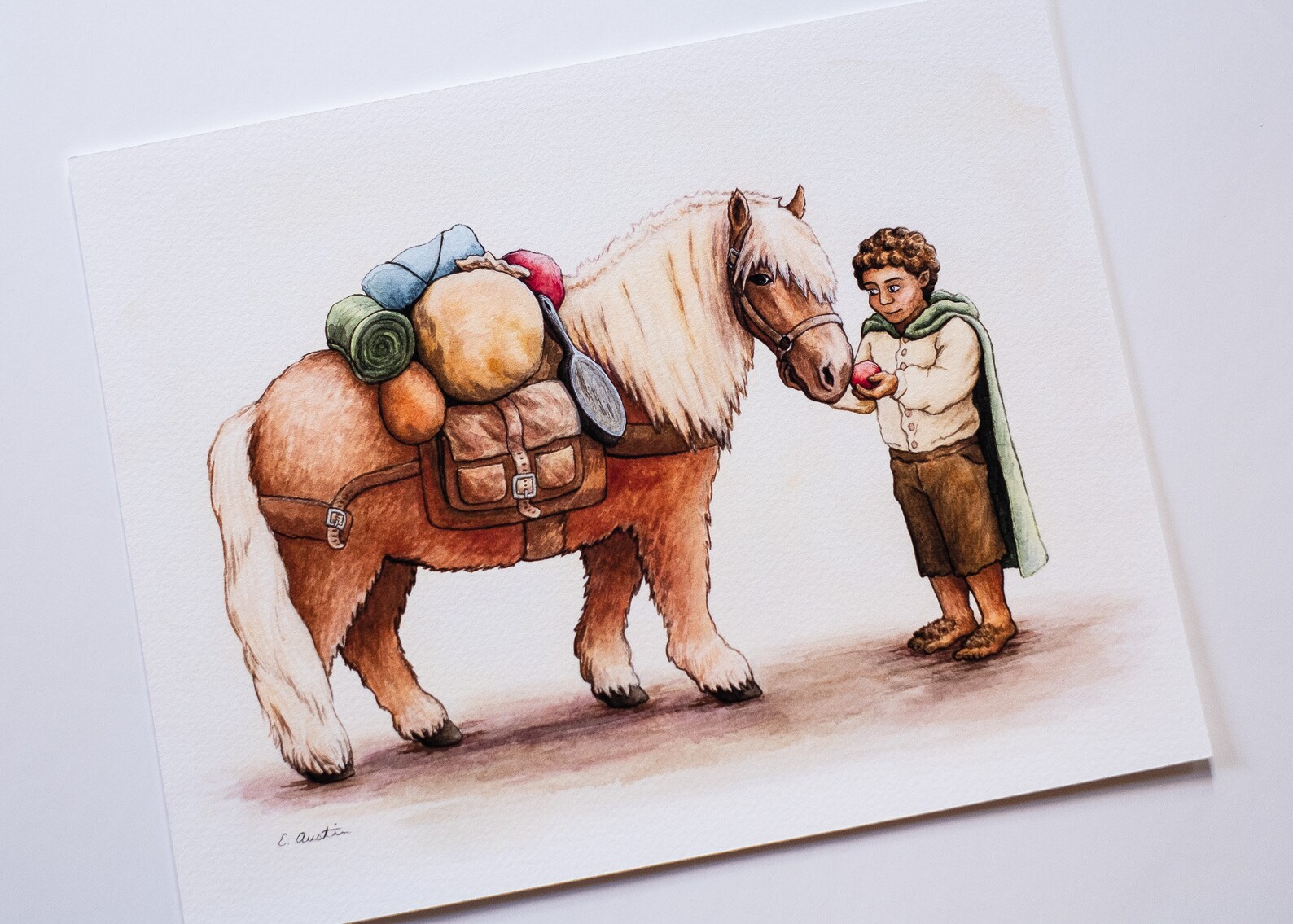 Sam Gamgee and Bill the Pony, Watercolor Art Print, Lord of the Rings ...